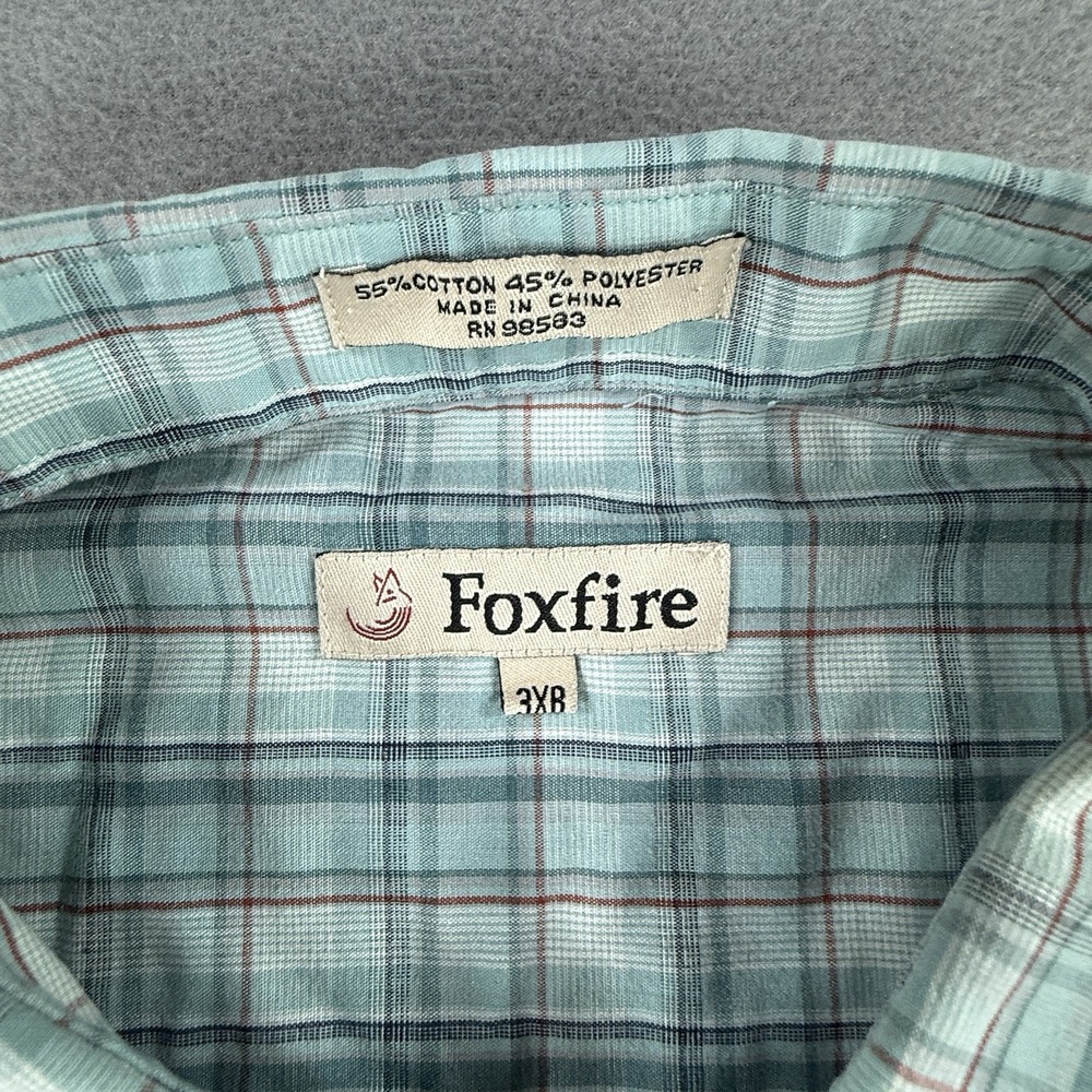 3XLB Button Down Shirt Mens Big 3X Blue/Green Plaid Short Sleeve - Picture 3 of 5